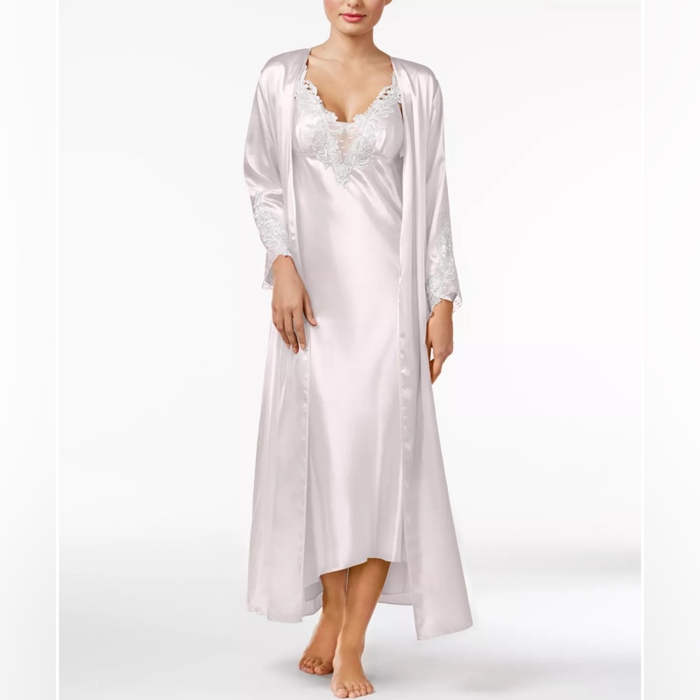 Stella Satin Venise Robe and Gown Set (Rose)